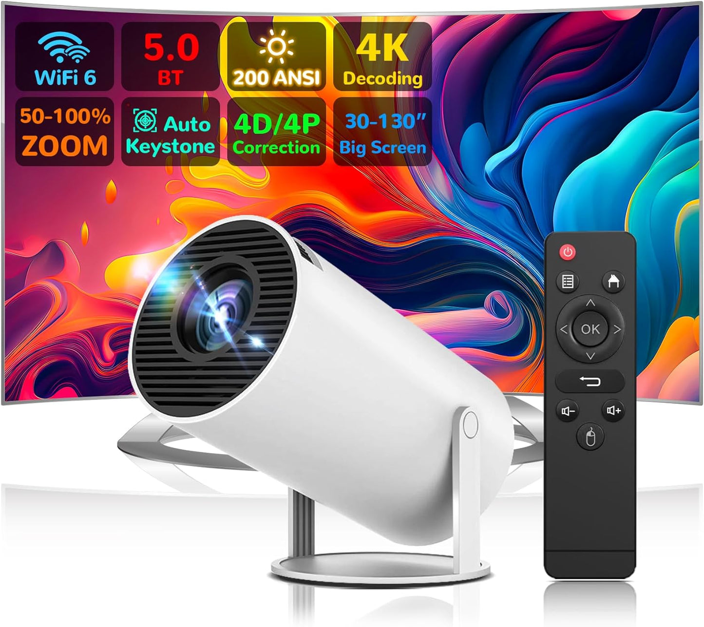 1080P Mini Projector with WiFi & Bluetooth ~ 35