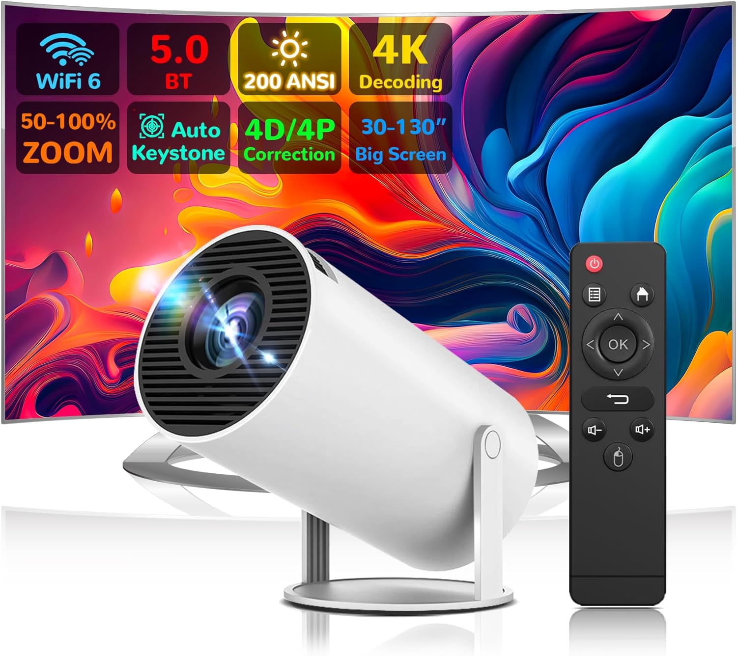1080P Mini Projector with WiFi & Bluetooth ~ 35