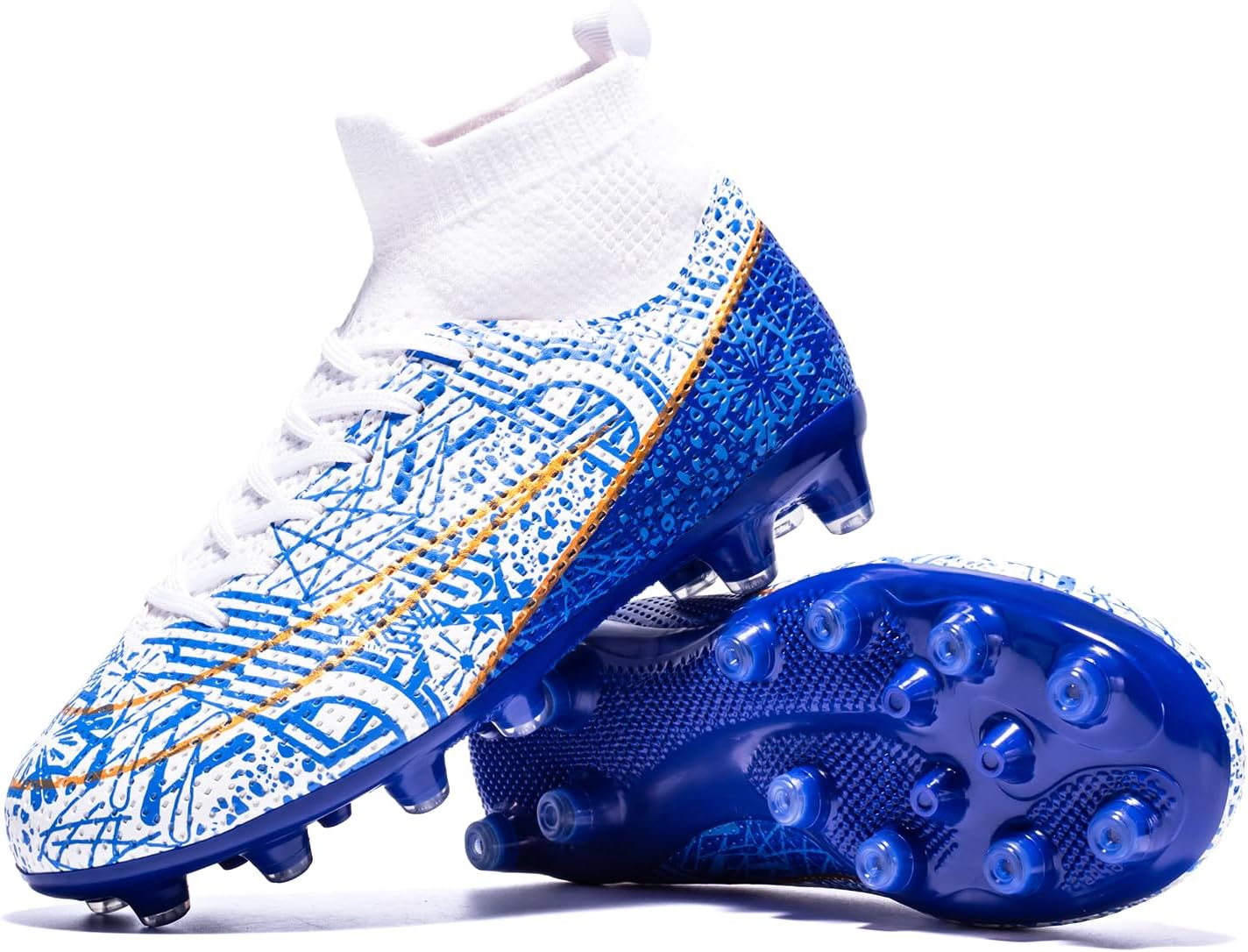 Boys Girls Soccer Cleats High Top Training Youth Football Shoes