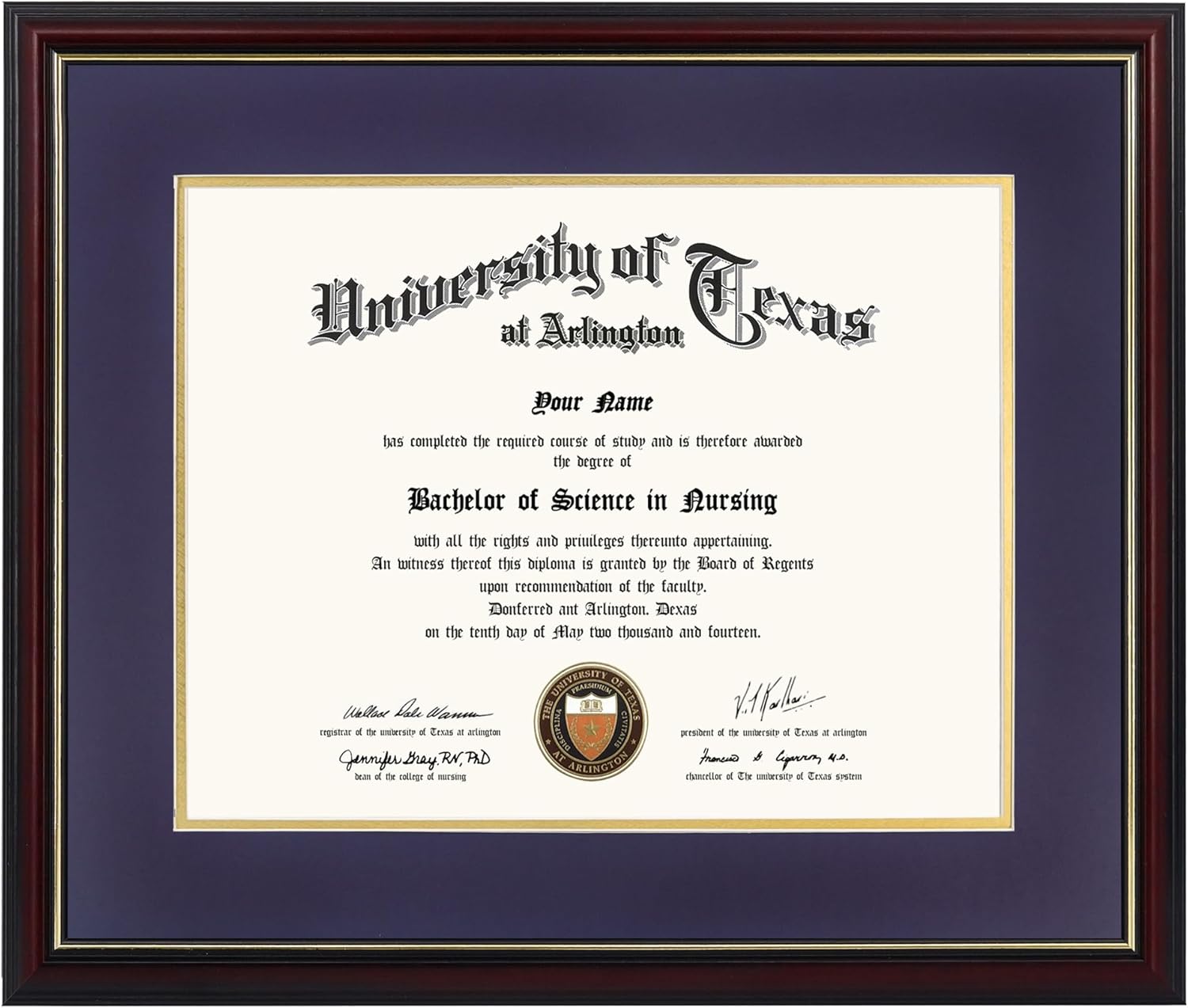 GraduationMall 11x14 Diploma Frame with Elegant Cherry Finish