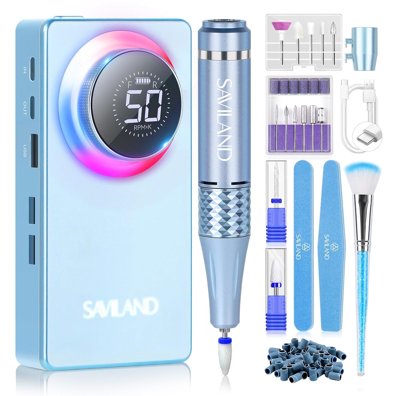 SAVILAND Electric Nail Drill: 50000 RPM Professional Efile