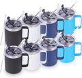 12oz Insulated Coffee Mug 8 Pack - Flip & Straw Leakproof Tumblers