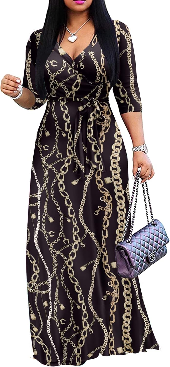 Plus Size Maxi Dress for Women Casual Summer Sundress V-Neck