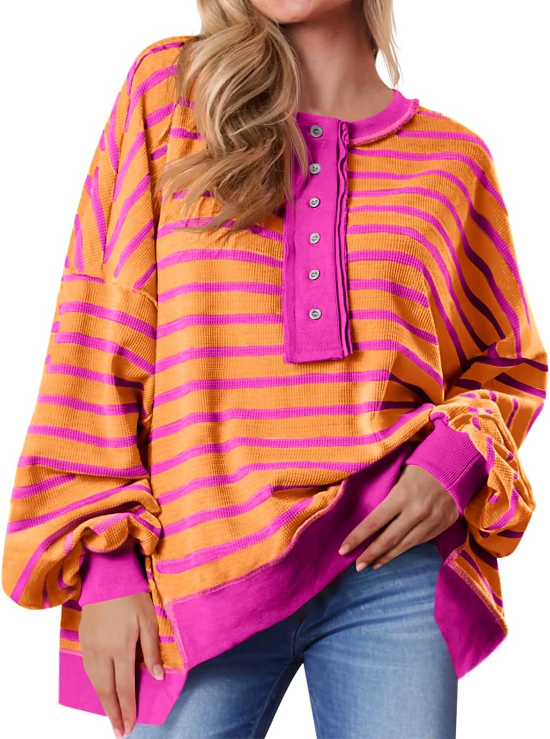 Womens Oversized Striped Sweatshirts for Stylish Fall Fashion