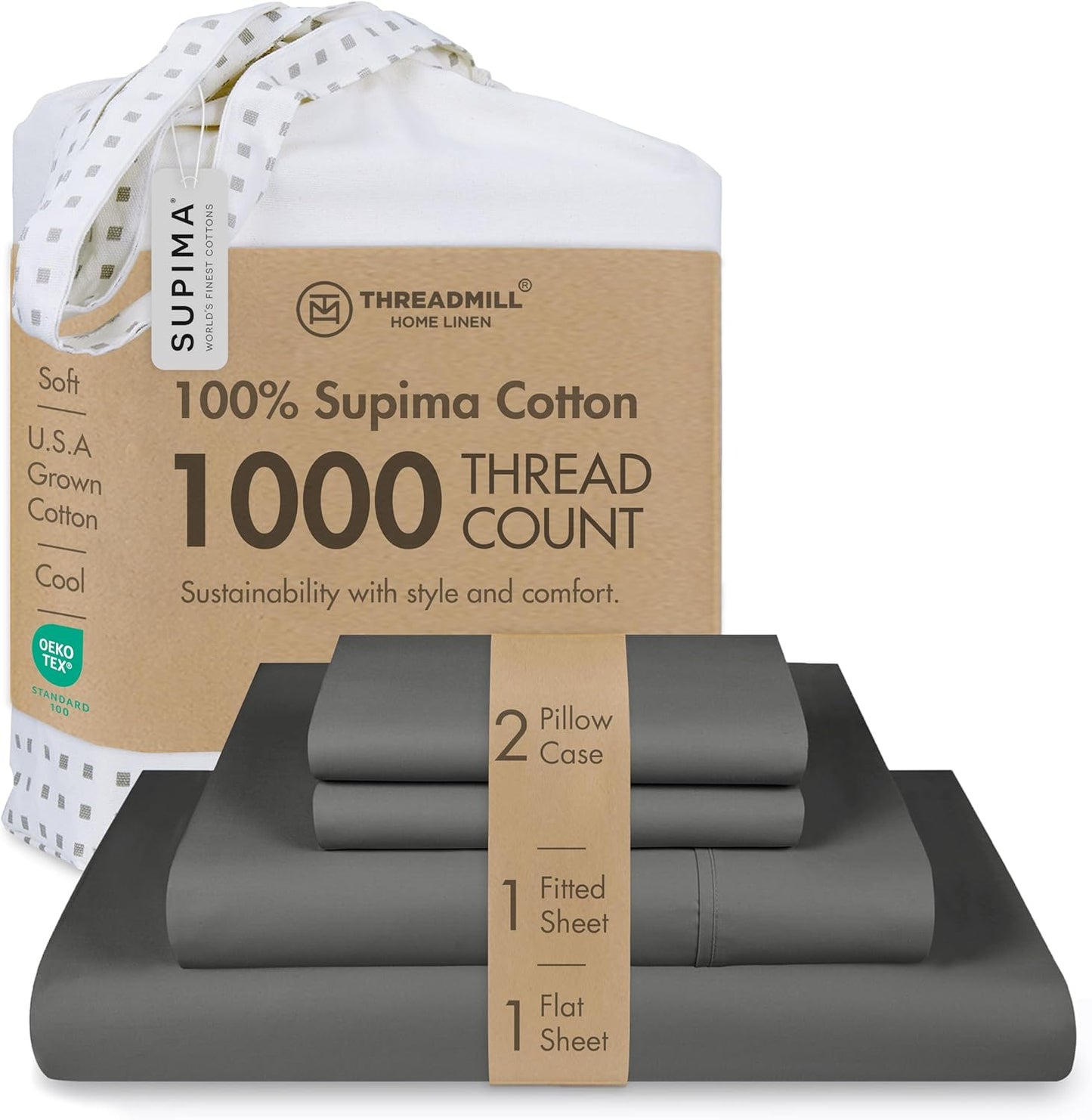 Threadmill Luxury Supima Cotton Sheets Set for Full Size Bed