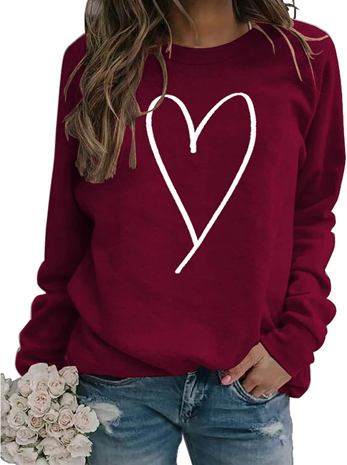 Lover's Heart Graphic Sweatshirt - XIWUKOD