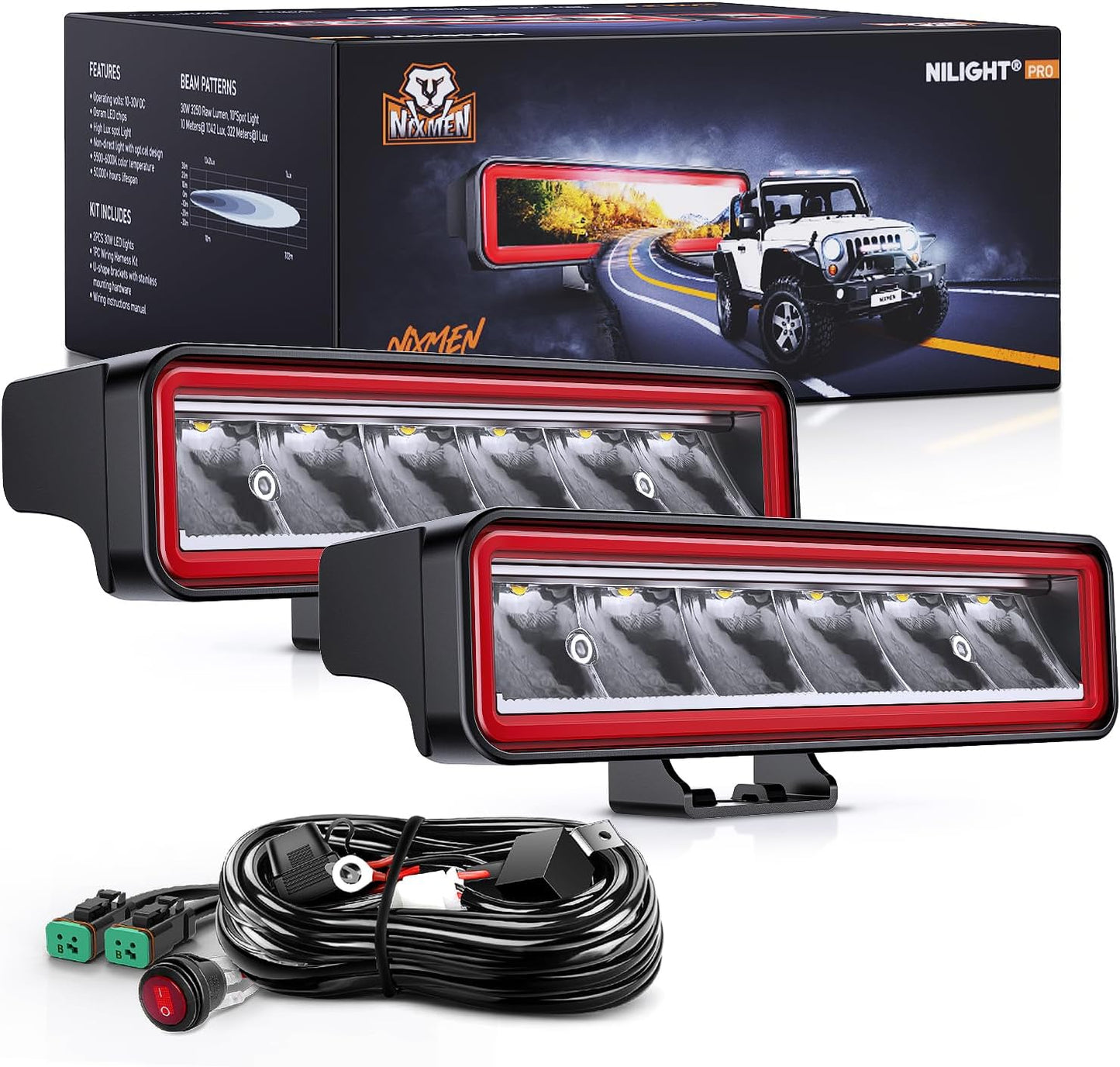 Nilight LED Light Pods 6.5 Inch 30W for Trucks and ATVs