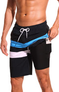 difficort Mens Swim Trunks with Compression Liner - Quick Dry Comfort
