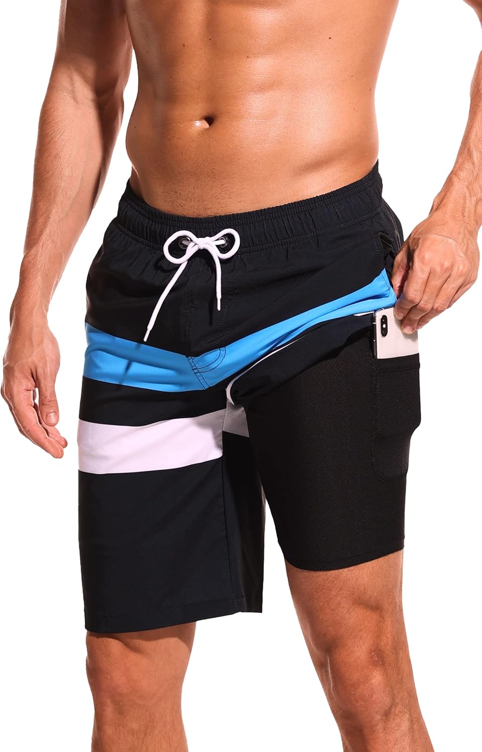 Difficort Mens Swim Trunks with Compression Liner for Comfort