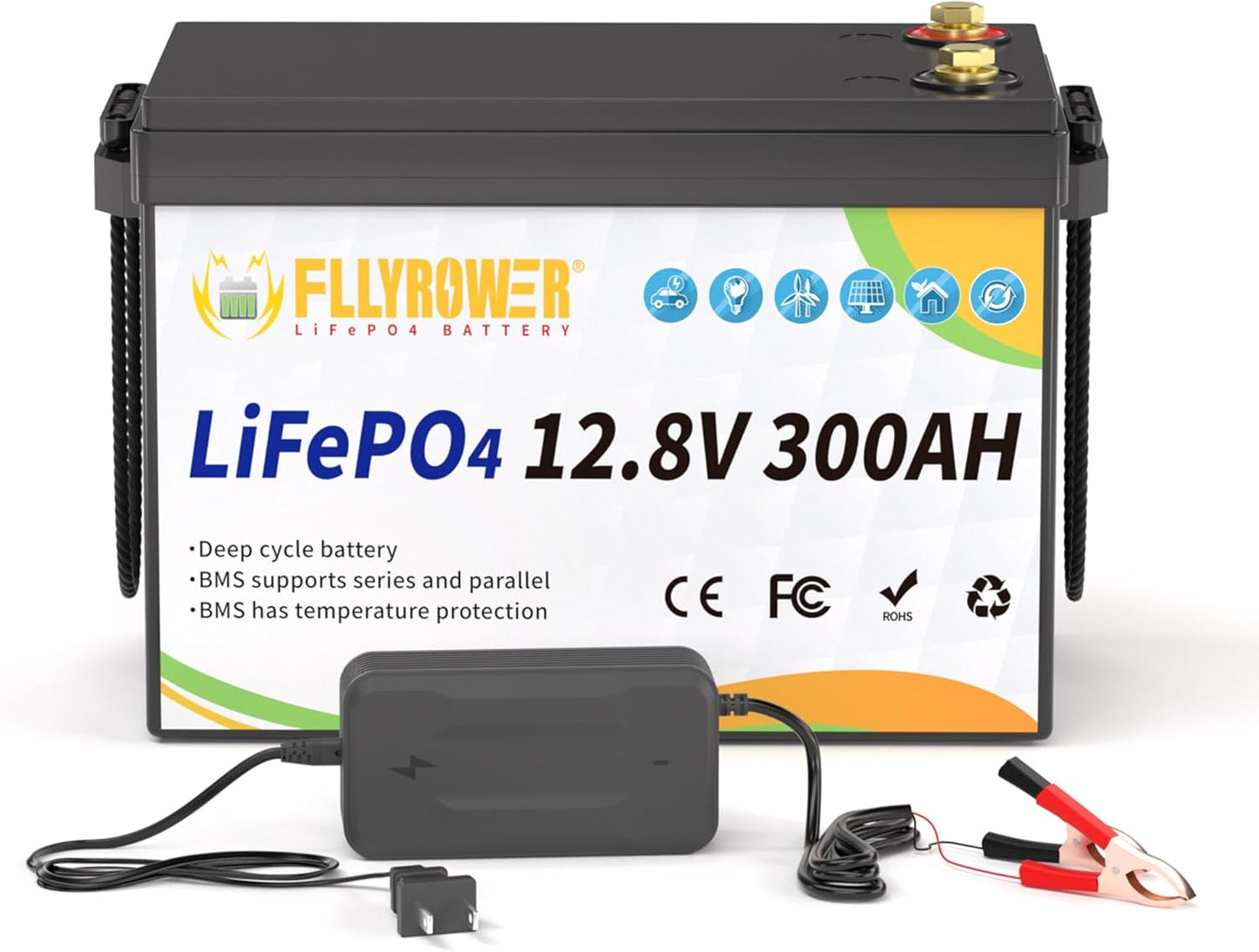 12V 300AH Lithium Battery with BMS for Marine and RV Use