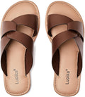 Wide Width Slide Sandals for Women - Cushioned Strappy Flats