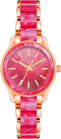 Anne Klein Resin Bracelet Watch - Elegant Pink Mother-of-Pearl