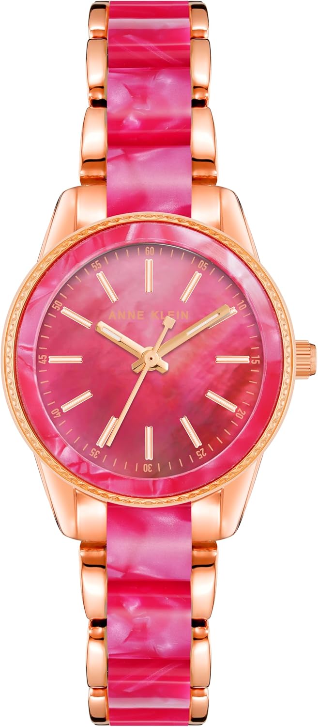 Anne Klein Women's Resin Bracelet Watch with Hot Pink Dial