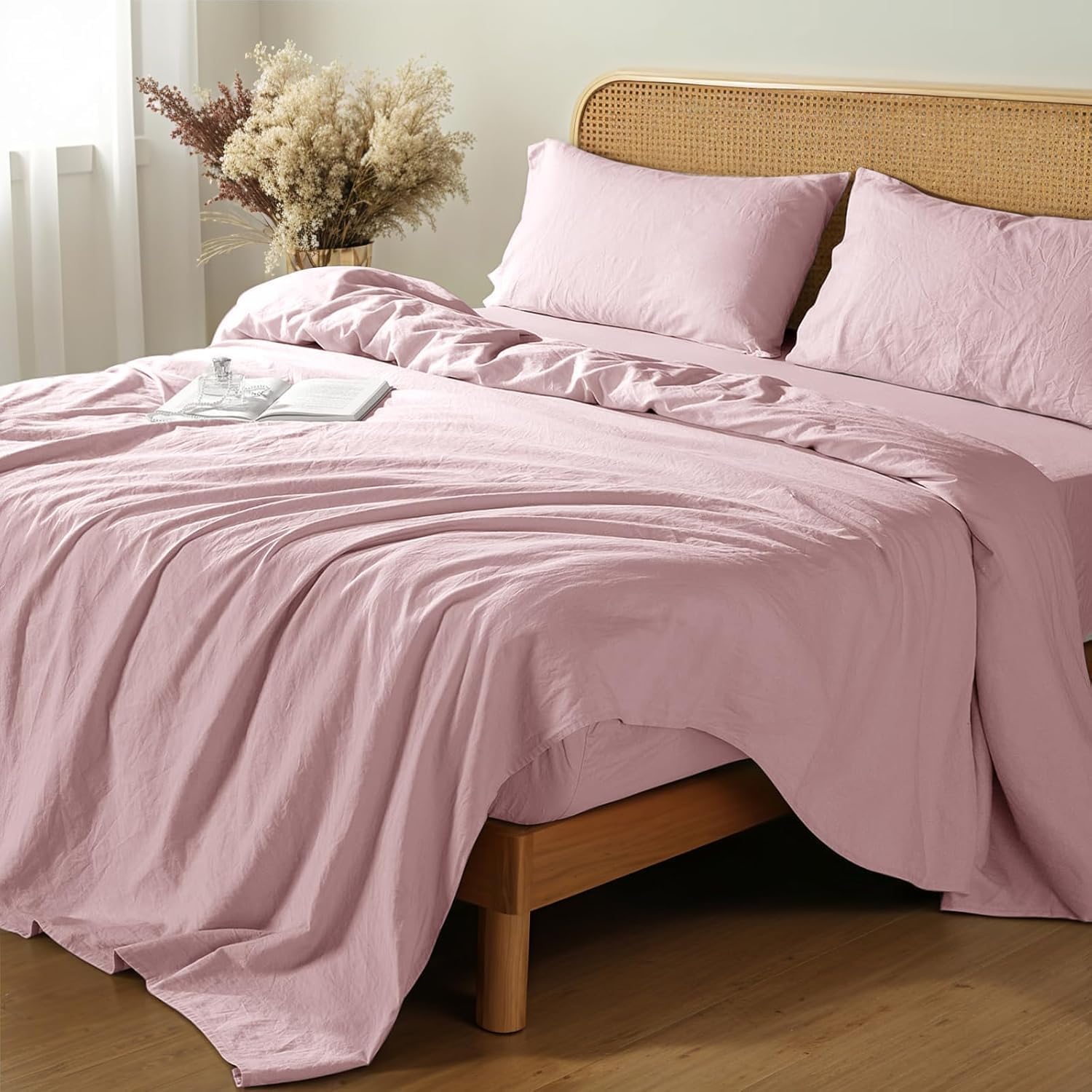 Shilucheng 100% French Linen Sheets for California King Beds