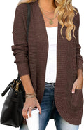 MEROKEETY Womens Long Sleeve Open Front Cardigan - Cozy Draped Layer