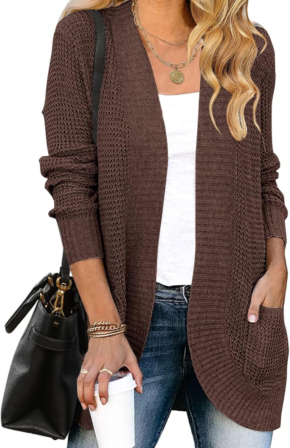 MEROKEETY Womens Long Sleeve Open Front Cardigans for Fall