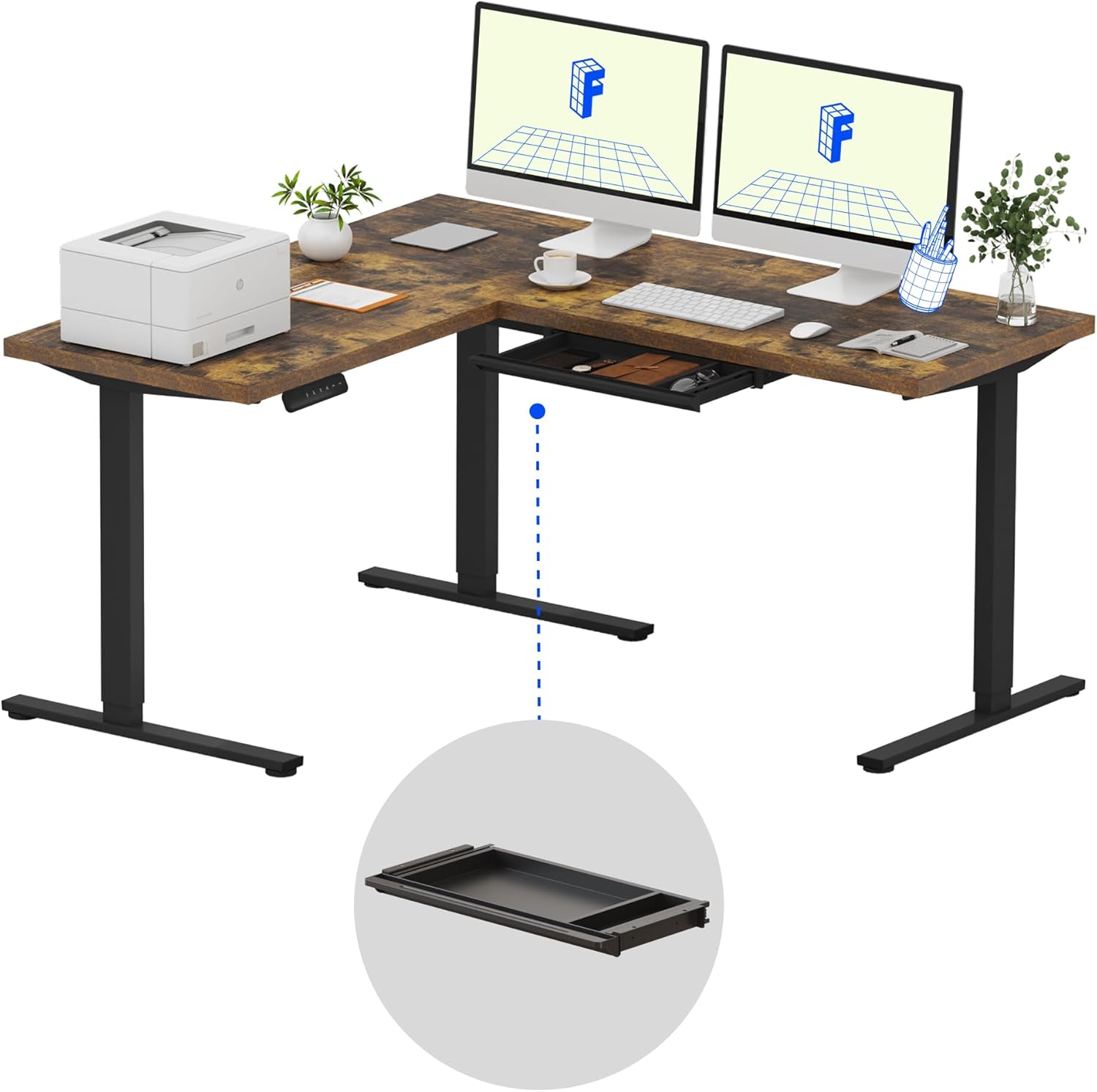 FLEXISPOT L Shaped Standing Desk: Adjustable Corner Workstation
