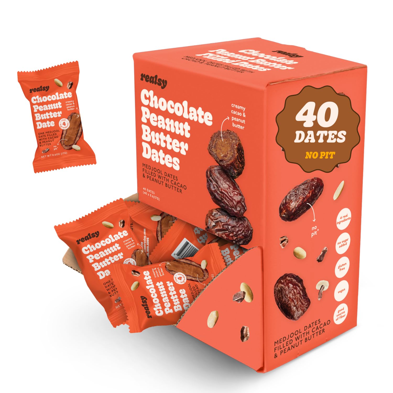 Organic Medjool Dates Filled with Chocolate Peanut Butter Snack