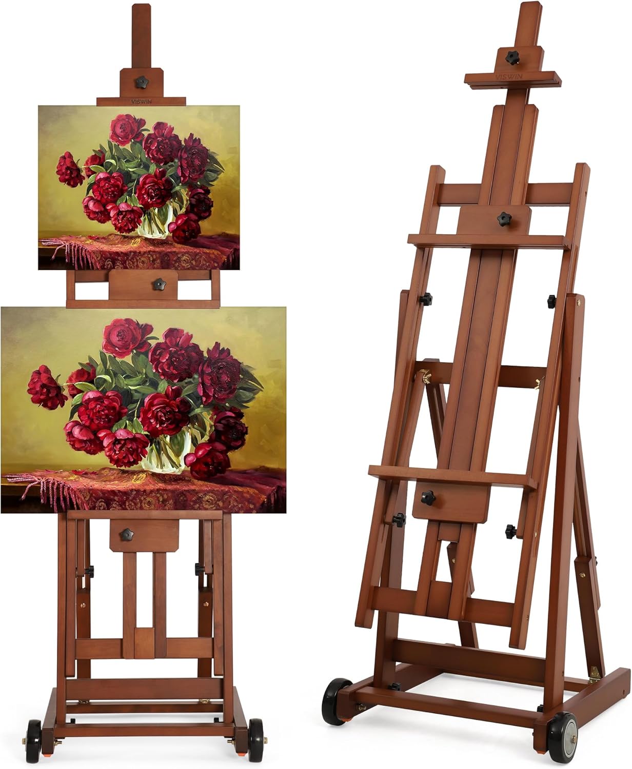 VISWIN Studio H-Frame Easel for Painting - Adjustable Beech Wood