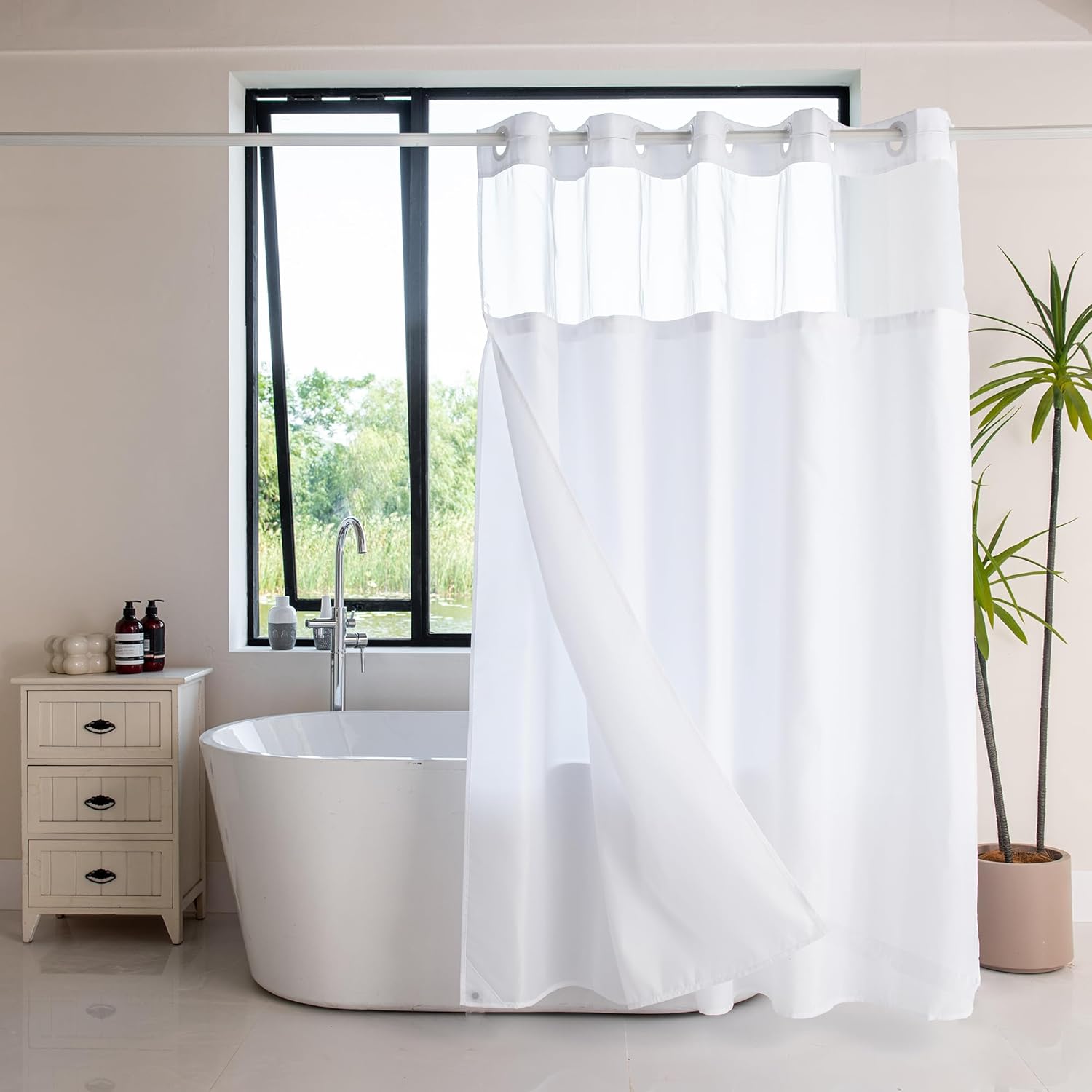 FONFLAIRE Modern 2-in-1 Shower Curtain Set