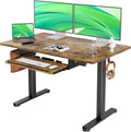 Standing Desk 48 in with Keyboard Tray - Rustic Brown Electric Lift