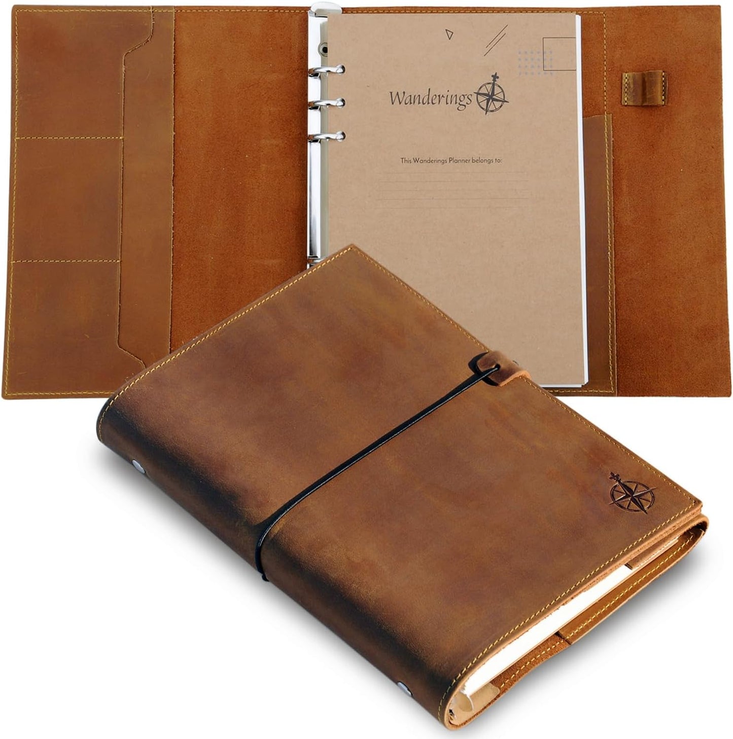 Wanderings A5 Leather Binder Journal for Organizing Your Life