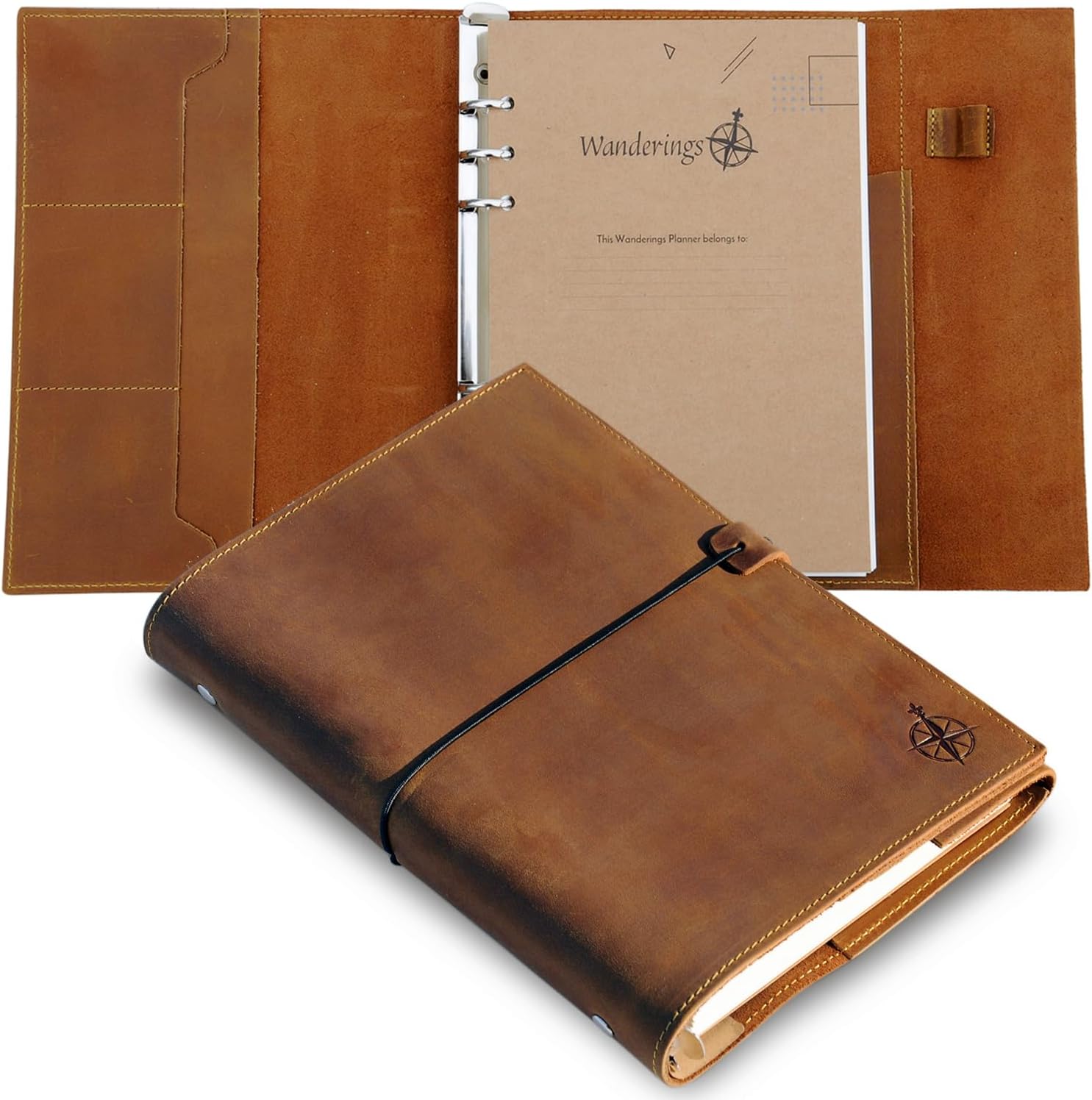 Wanderings A5 Leather Binder Journal for Organizing Your Life
