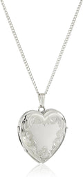 Engraved Four-Picture Heart Locket Necklace, 20in - Keepsake Locket
