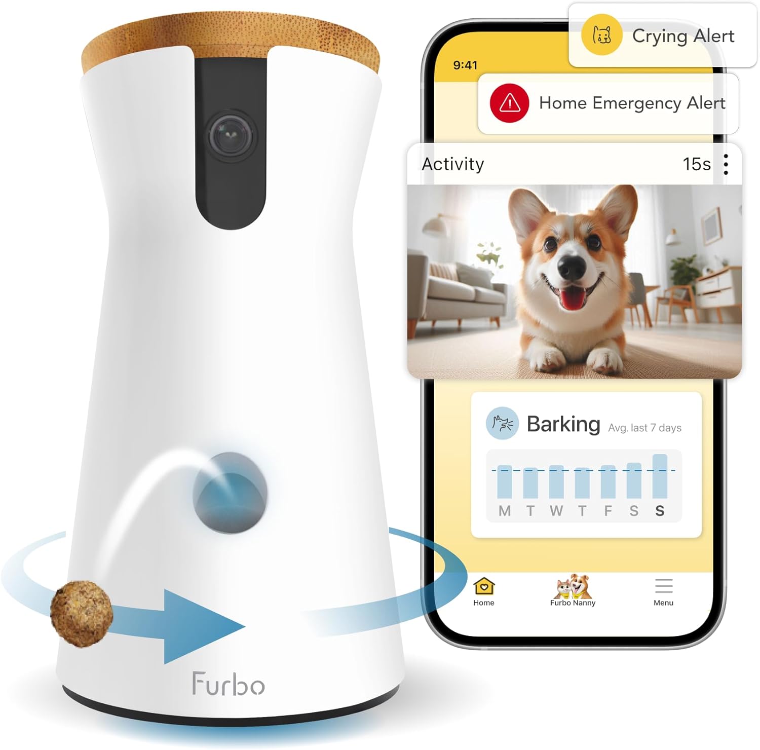 Furbo 360 Nanny Cam: Pet Safety & Treats 