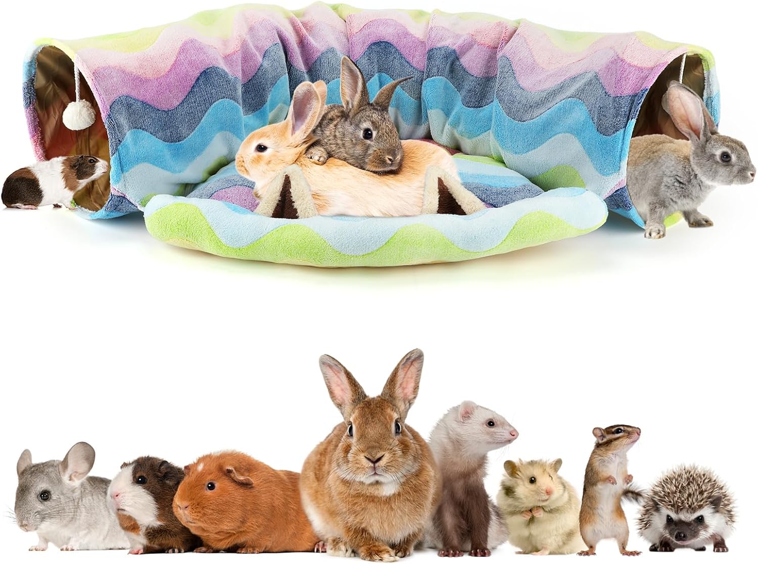 BWOGUE Bunny Tunnel Bed: 2-in-1 Collapsible Pet Play Space