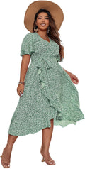 Floerns womens A-Line Floral Wrap Midi Dress - Flattering Summer Fit v