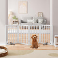Semiocthome Bamboo Dog Gate 4-Panel Freestanding Fence - Foldable