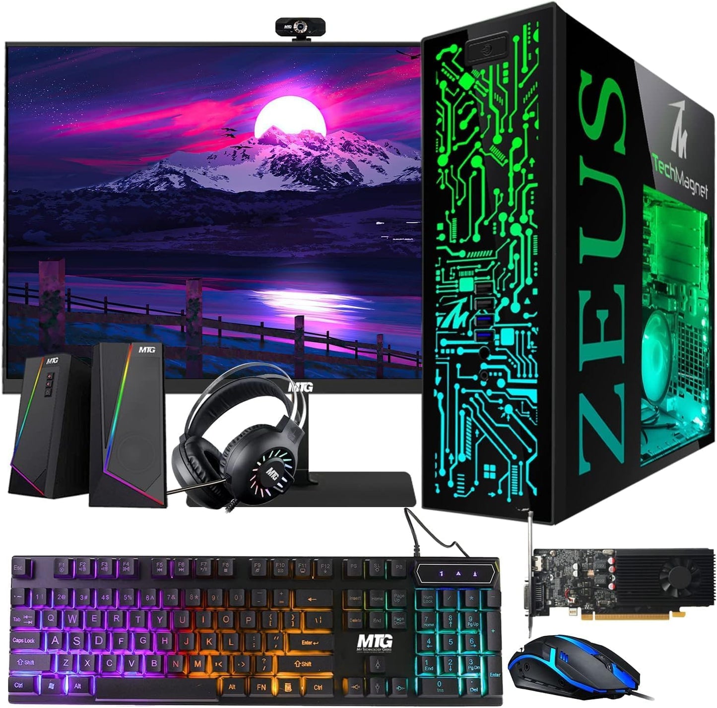 TechMagnet Gaming Desktop PC with 27 Inch Monitor and RGB Kit