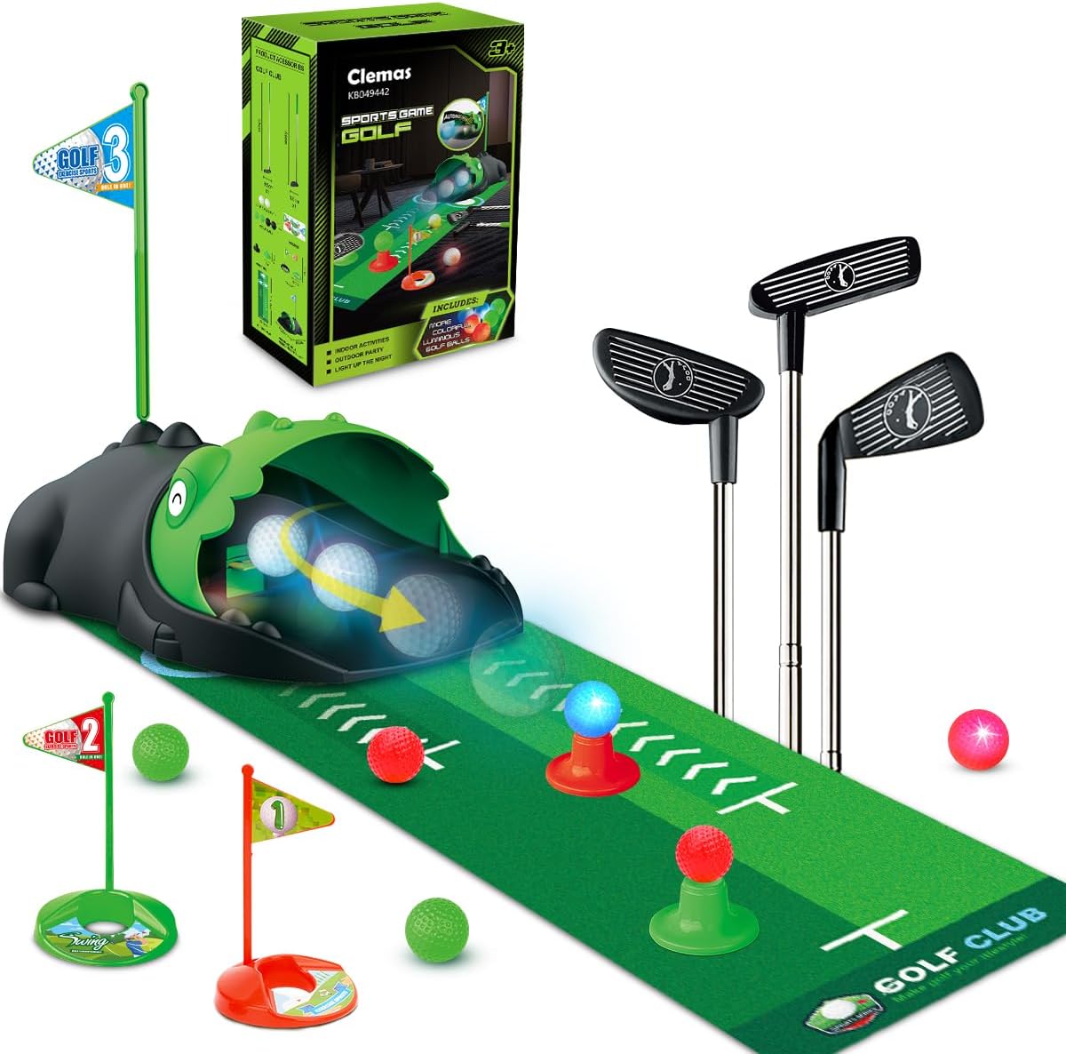Upgraded Kids Toy Golf Set with Dinosaur Automatic Returner