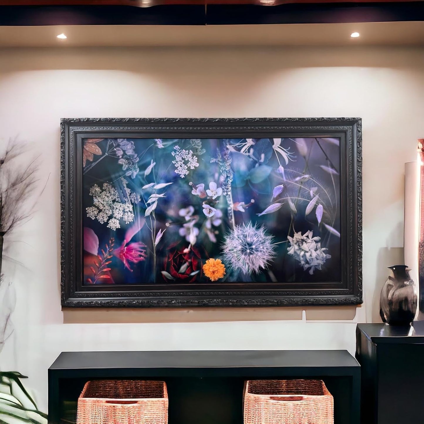 Handmade Distressed Black TV Frame for Samsung The Frame TV - 43 inch