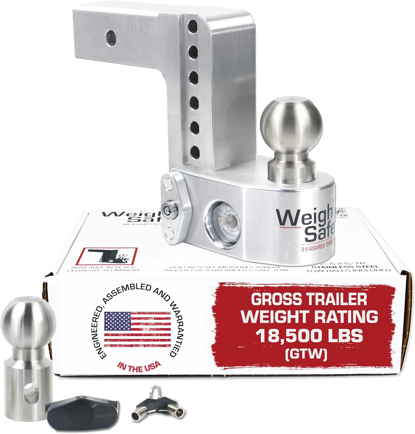 Weigh Safe Aluminum Adjustable Trailer Hitch with Scale Feature