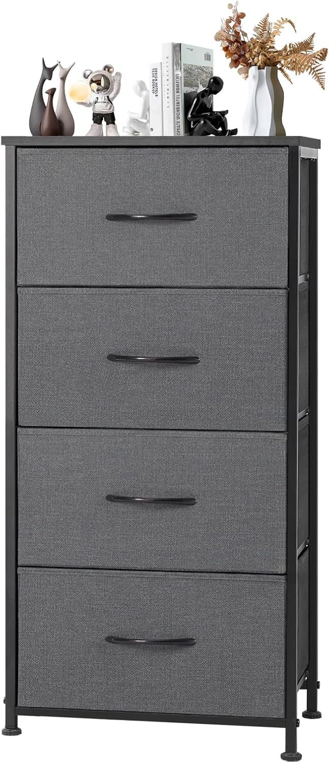 DUMOS Dresser for Bedroom with 4 Drawers and Wooden Top