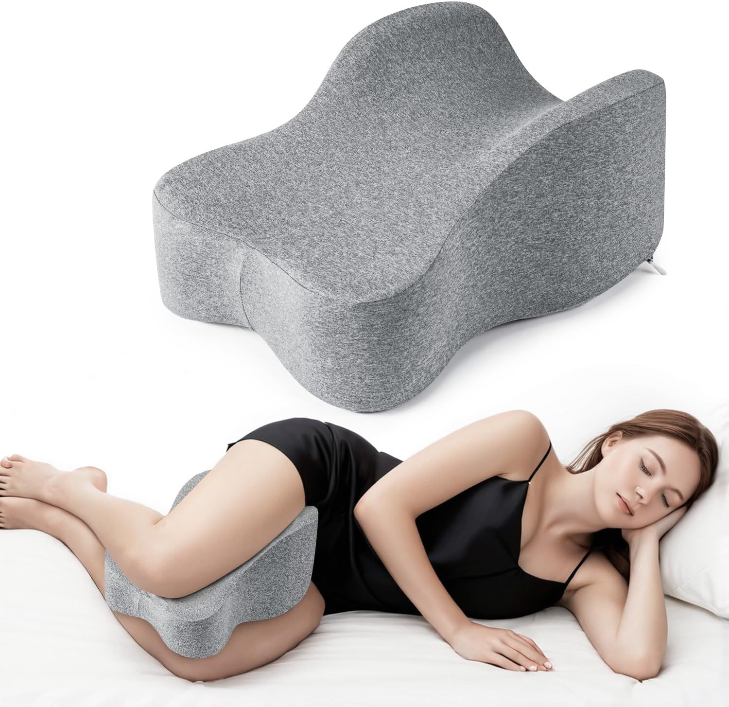 Long Knee Pillow for Side Sleeper - Ultimate Thigh and Knee Support