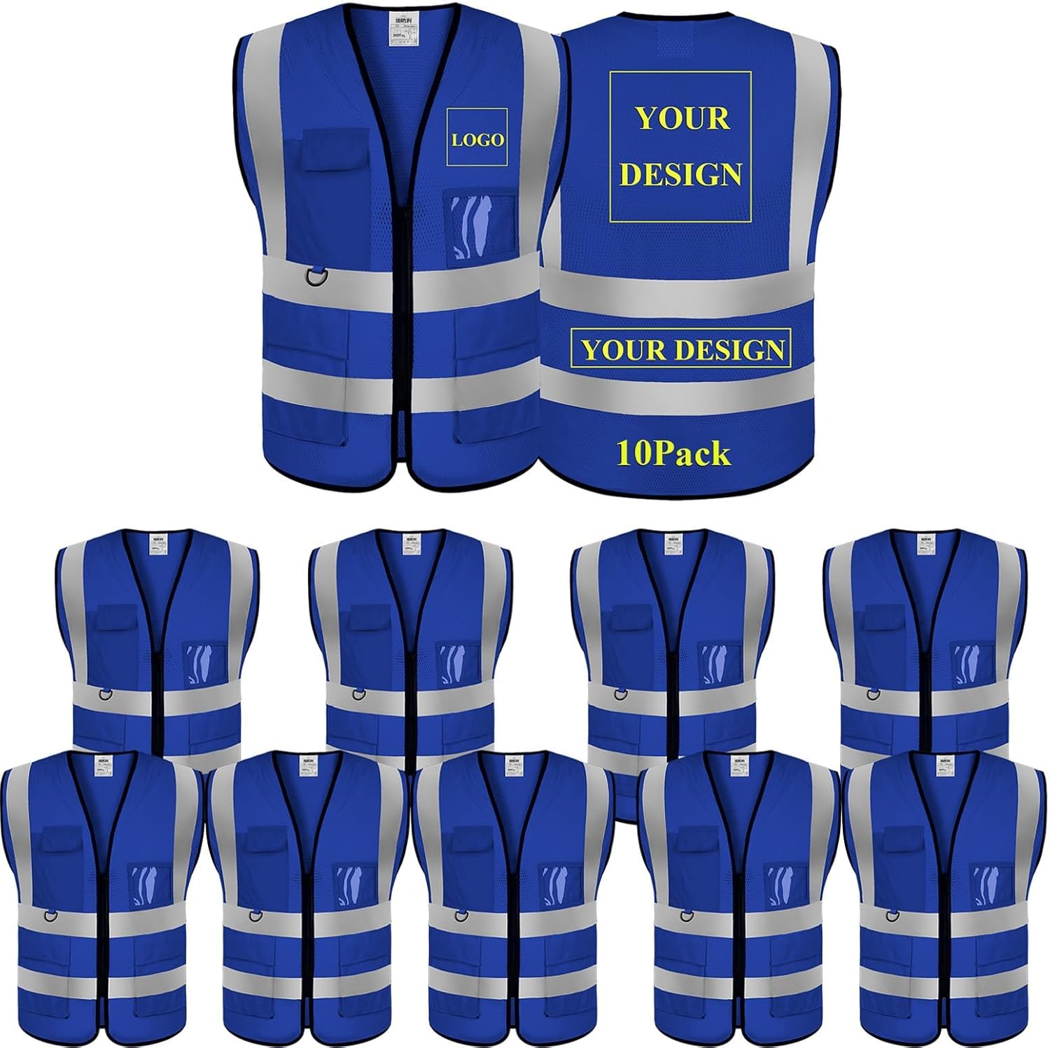 Reflective Vest Class 2 Safety Vests with Pockets and Zipper