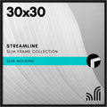 30x30 Picture Frame with Polished Plexiglass - Slim Black Square