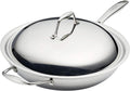 Tri-Ply Clad Stainless Steel 12.5-in Wok with Lid - Even Heat