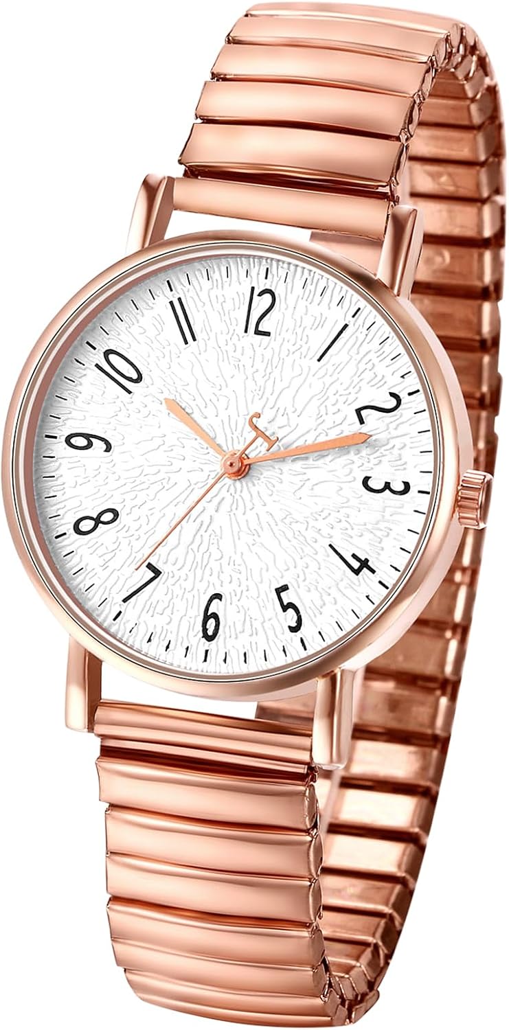 Waterproof Easy Reader Stretch Band Women's Watch