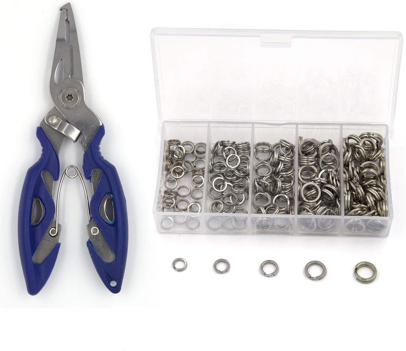 201pcs Fishing Split Rings & Plier Set | Heavy-Duty Alloy | Saltwater Ready