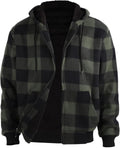 Men's Plaid Sherpa Lined Fleece Hoodie Jacket Plus Size S-5XL - Heavy