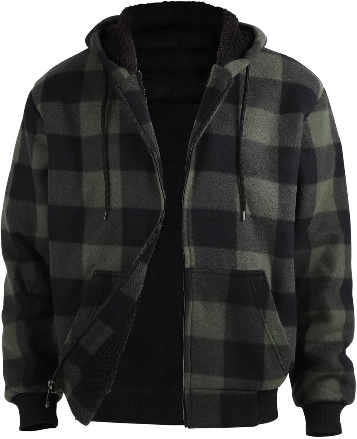 Winter Heavy Warm Sherpa Lined Fleece Plaid Flannel Jacket