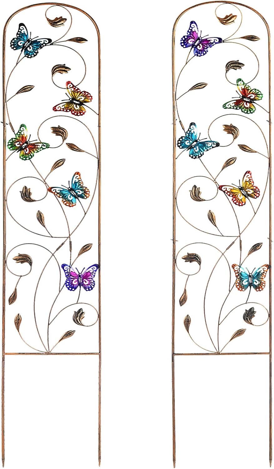 SUNNYPARK Butterfly Metal Garden Trellis for Climbing Plants