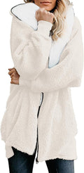 Oversized Sherpa Jacket Womens Fuzzy Fleece Zip Up Coat - Warm