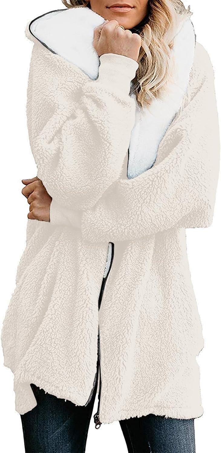Yanekop Womens Oversized Sherpa Jacket for Cozy Winter Wear