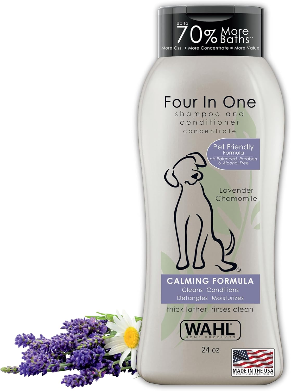 Wahl 4-in-1 Calming Pet Shampoo - Cleanse & Pamper Pups with Lavender-Chamomile