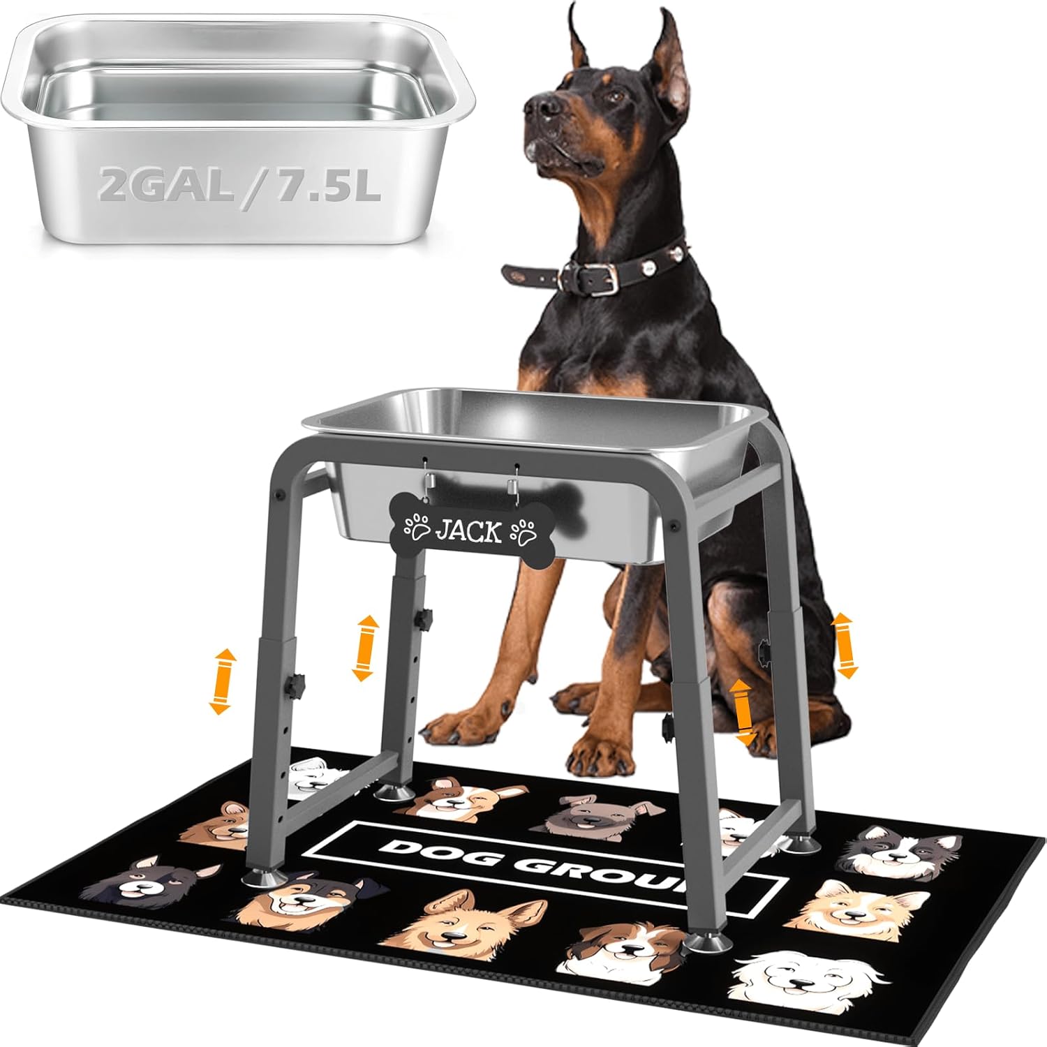 2 Gallon Elevated Dog Water Bowl for Large Dogs by ADENGL